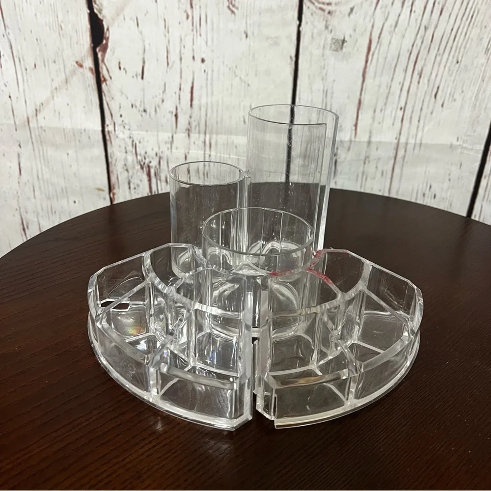 Clear Thick Acrylic Makeup Organizer lot of 5 - Multi-Compartment